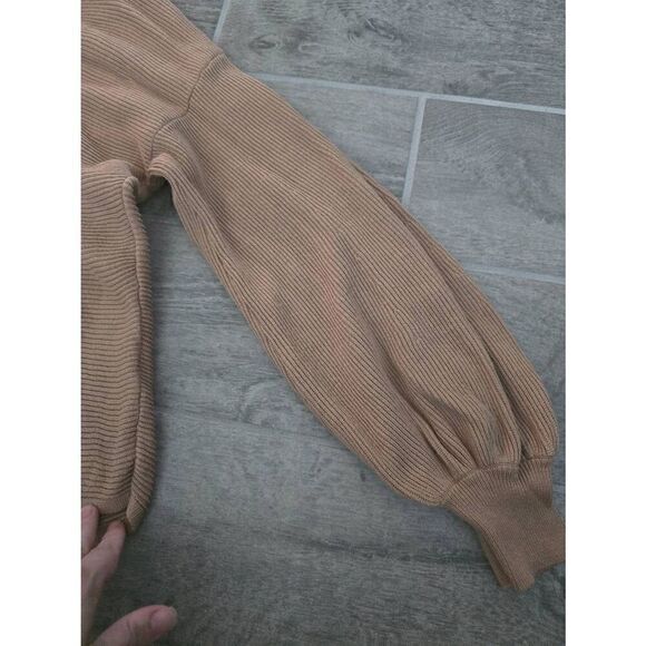 Women's 1. STATE Rib-Knit Bubble Sleeve Long Sleeve Sweater Size Small Tan - Picture 4 of 9